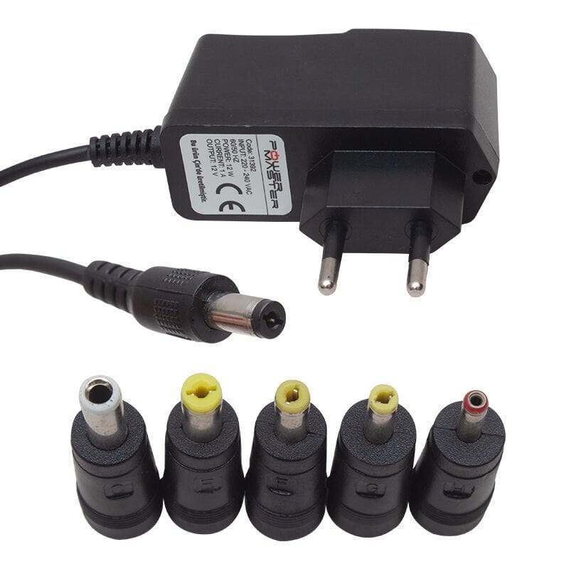 Powermaster 12V-1A Çok Uçlu Universal Adaptör