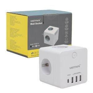 Vastfafa 4 Soketli 3xUsb+Type-C Akım Korumalı Priz