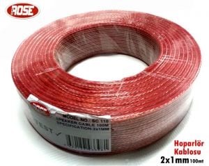 ROSE 2x1,00mm Hoparlör Kablosu 100Metre Şeffaf