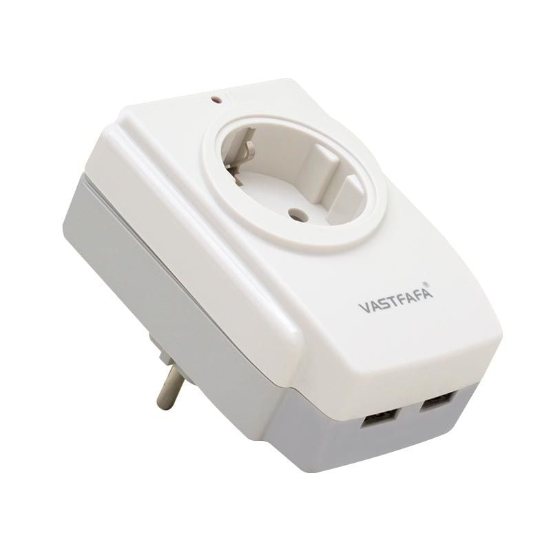 Vastfafa SM-120U Akım Korumalı 2x Usb Çıkışlı Tekli Priz (16A-3680W)