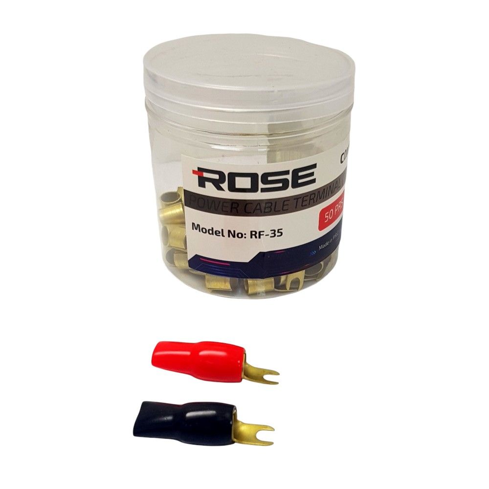 Rose 10mm Power Terminal Kılıflı Kablo Ucu - Kırmızı-Siyah 2Li Set 25 Adet