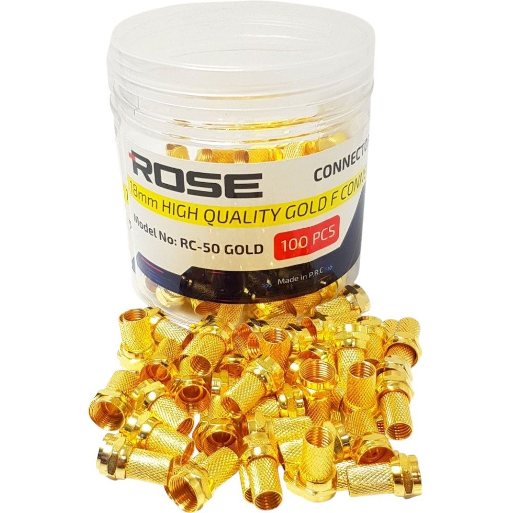 Rose RC-50 RG6 Gold F Konnektör 18mm - 100Adet Kutulu