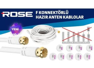 ROSE 2 Metre Gold F Konnektörlü Anten Kablosu RC24-2