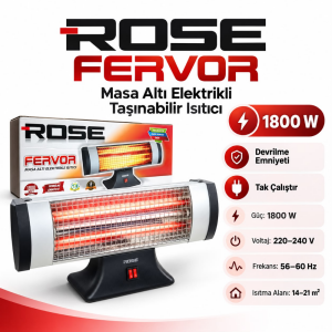 Rose Fervor 1800Watt Masa Altı Elektrikli Taşınabilir Isıtıcı