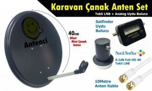 Antenci 40cm Karavan Çanak Anten Seti +Analog Uydu Bulucu