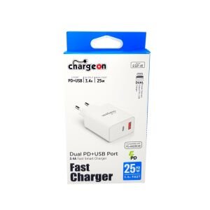 Chargeon ESP-41 25W Hızlı Şarj Adaptörü 3.4A 2Portlu TYPE-C/USB