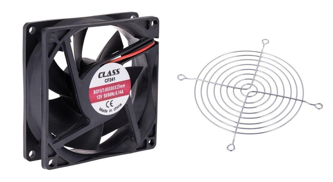 Class 80x80x25mm DC 12Volt Fan + Metal Koruma