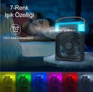 Batur Su Hazneli Led Işıklı Buharlı Masaüstü Soğutucu Fan Vantilatör