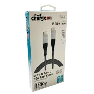 Chargeon CH-74 Type-C to Type-C Örgülü 60W Hızlı Şarj Kablosu 1.2Metre