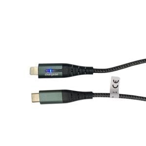 Chargeon CH-73 Type-C to Lightning Örgülü Işıklı 27W Hızlı Şarj Kablosu 1.2mt