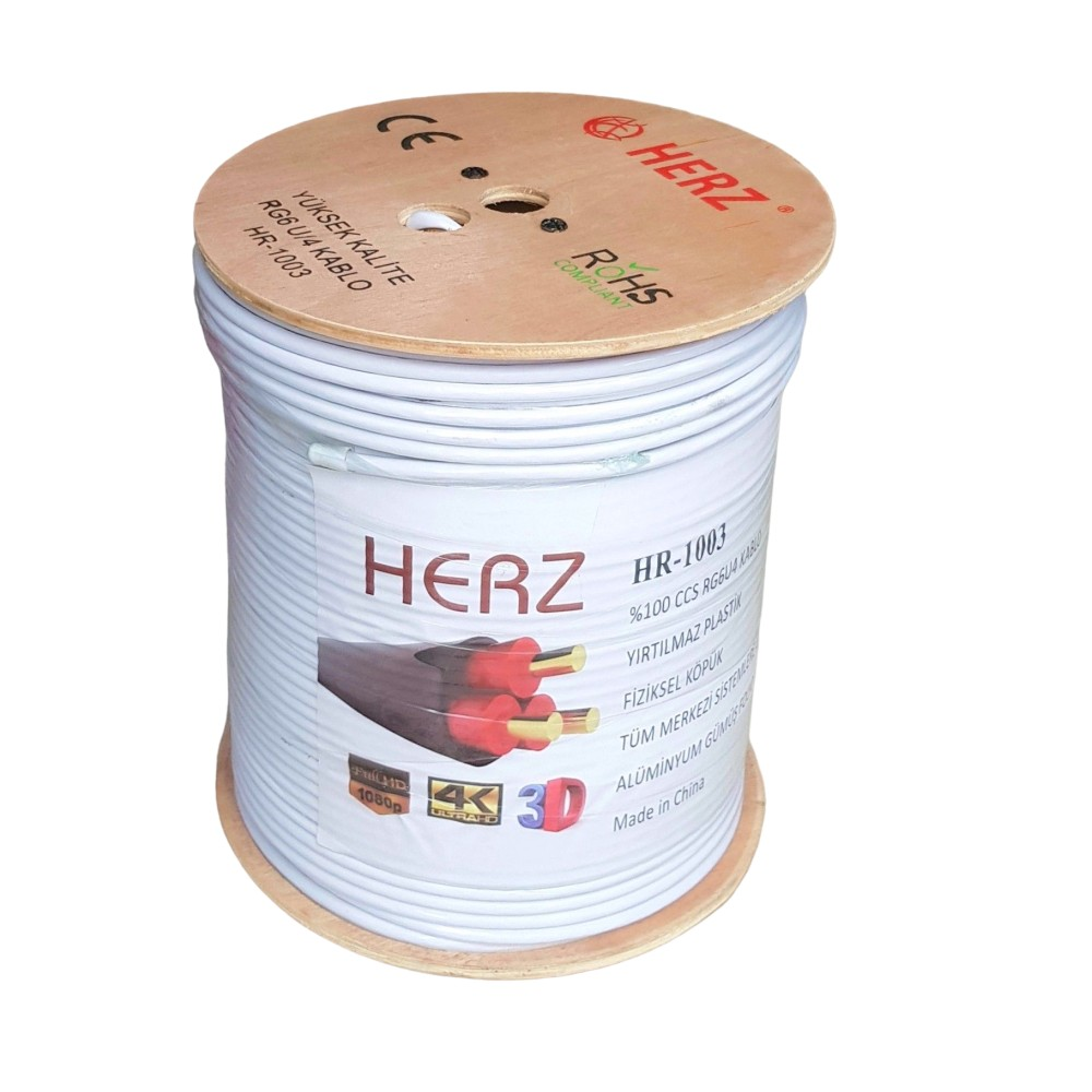 HERZ RG6U4 48Tel Uydu Anten Kablosu 300Metre Beyaz