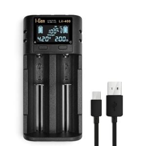 I-Gen Lii-400 2li Li-ion & Ni-Mh Akıllı Pil Şarj Cihazı Type-C Girişli LCD Ekranlı