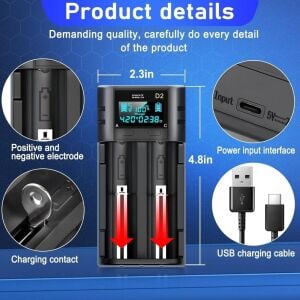 I-Gen Lii-400 2li Li-ion & Ni-Mh Akıllı Pil Şarj Cihazı Type-C Girişli LCD Ekranlı