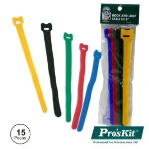Proskit MS-V308 20cm Tekrar Kullanılabilir Renkli Cırt Kablo Bağı 15Adet