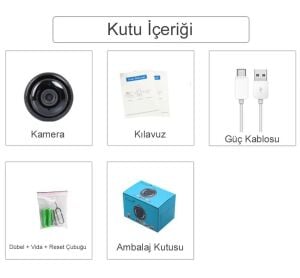 Powermaster PM-4792 V380 32GB SD Kartlı Gece Görüşlü Mikrofonlu 1080P Mini Wifi IP Kamera