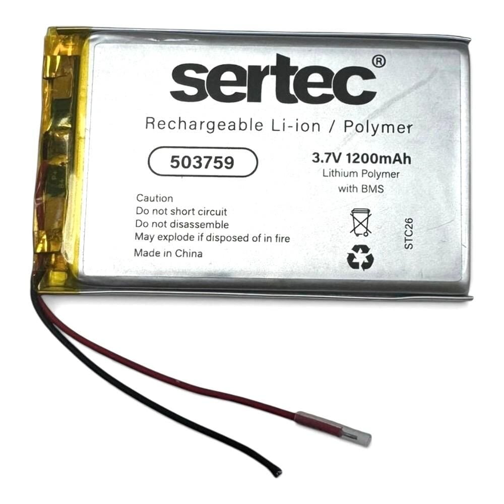 Sertec 503759 3.7V 1200mAh Lithium Polymer Pil - BMS Devreli