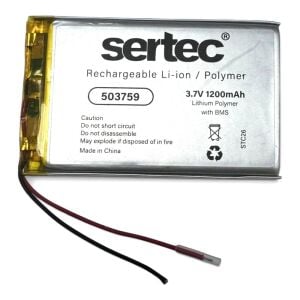 Sertec 503759 3.7V 1200mAh Lithium Polymer Pil - BMS Devreli