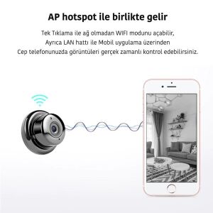 Powermaster PM-4792 V380 64GB SD Kartlı Gece Görüşlü Mikrofonlu 1080P Mini Wifi IP Kamera