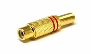 electroon RCA Dişi Tos Jak Fiş Metal Gold - Kırmızı Çizgili