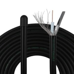 Mag RG6U6 Cu Siyah-Yeşil Çizgili Bakır Anten Kablosu 100Metre 80Tel