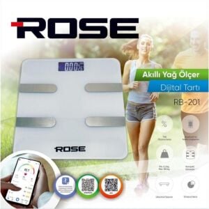 Rose RB-201 Akıllı Yağ Ölçer Dijital Tartı - Beyaz