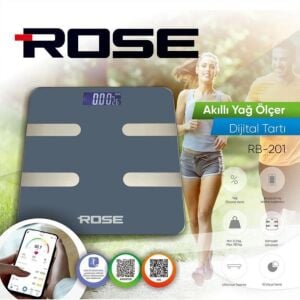 Rose RB-201 Akıllı Yağ Ölçer Dijital Tartı - Antrasit