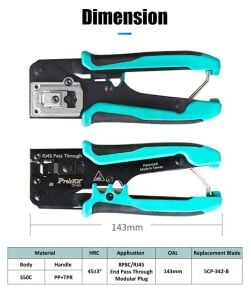 Proskit CP-342 EZ-RJ45/RJ11/RJ12 CAT5 CAT6 Konnektör Sıkma Pensesi