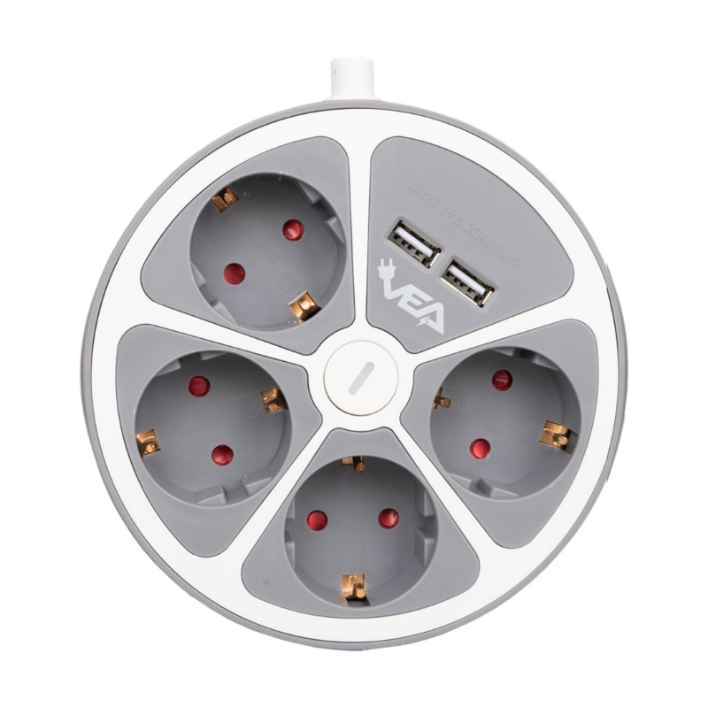 Vea VE-G604YU 4'lü 2 USB’li Anahtarlı 1.5 Metre Grup Priz