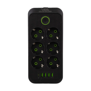 Vea VA-21563 4xUSB'li 1.5 Metre 6Lı Akım Korumalı Priz Siyah