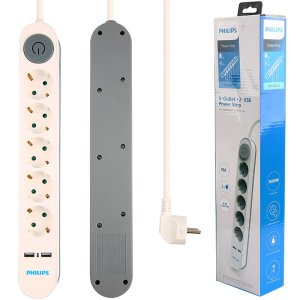 PHILIPS SPS1153A51 5'li 2Metre Kablolu Çift Usb Anahtarlı Akım Korumalı Priz