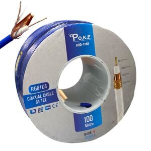 Poke Dış Mekan PP Mavi Anten Kablosu Gold RG6/U4 64Tel 100Metre
