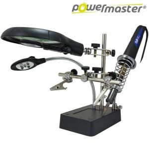 Powermaster MG-16129C Ledli Büyüteçli Havya Standı