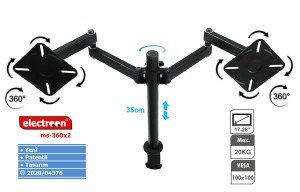 electroon 17-28'' 360derece Çiftli LCD-LED TV-Monitör Masa Aparatı