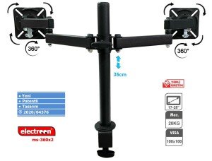 electroon 17-28'' 360derece Çiftli LCD-LED TV-Monitör Masa Aparatı