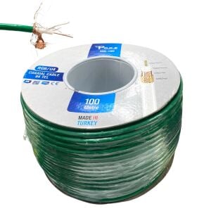 Poke Dış Mekan PP Yeşil Anten Kablosu Gold RG6/U4 64Tel 100Metre