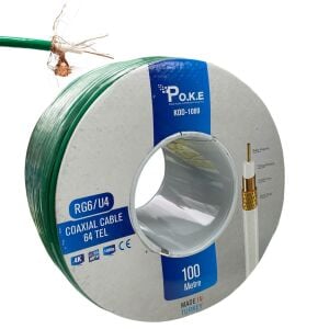 Poke Dış Mekan PP Yeşil Anten Kablosu Gold RG6/U4 64Tel 100Metre
