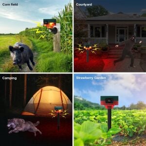 PowerMaster 26946 13Farklı Sesli Hayvan Kovucu Alarm Cihazı Mikrofonlu Solar Panelli