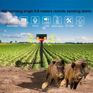 PowerMaster 26946 13Farklı Sesli Hayvan Kovucu Alarm Cihazı Mikrofonlu Solar Panelli