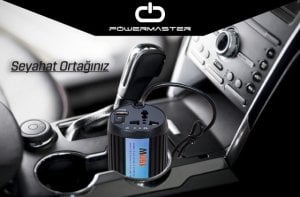 Powermaster 150Watt DC12V AC220V Çakmak Kablolu İnverter