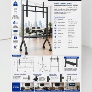Vontech VT1100TS 60-110'' Tekerlekli Ayaklı Akıllı Tahta Standı