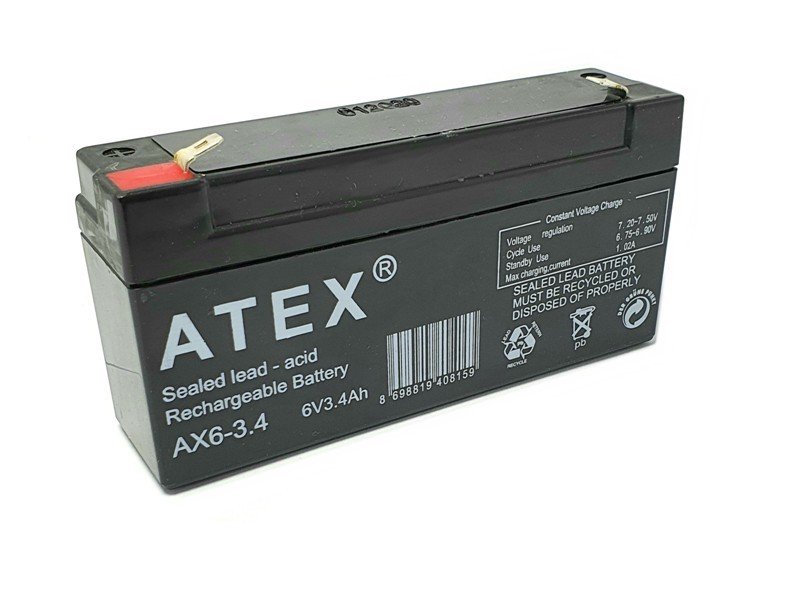 ATEX 6V 3.4Ah Bakımsız Kuru Akü