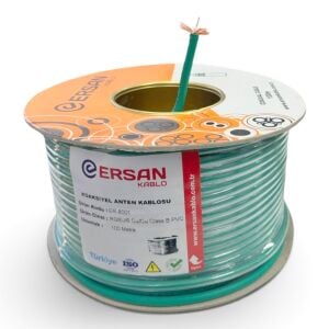 Ersan Kablo RG6U6 CU-CU Bakır Anten Kablosu Yeşil 100Metre 64Tel