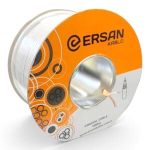 Ersan Kablo RG6U6 CU-CU Bakır Anten Kablosu Beyaz 100Metre 64Tel