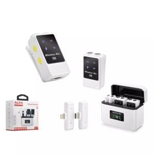 Hadron Q12 Type-C ve Lightning Kablosuz Çiftli Yaka Mikrofon Seti Dijital Ekranlı Şarj Kutulu