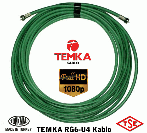 Temka RG6-U4 Anten Kablosu Yeşil 35 Metre