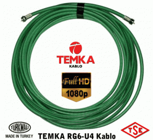 Temka RG6-U4 Anten Kablosu Yeşil 35 Metre