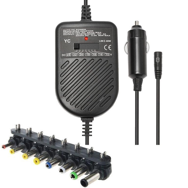 electroon 80W-3.33A 15-24V Ayarlanabilir Araç Notebook Adaptör 8Uçlu