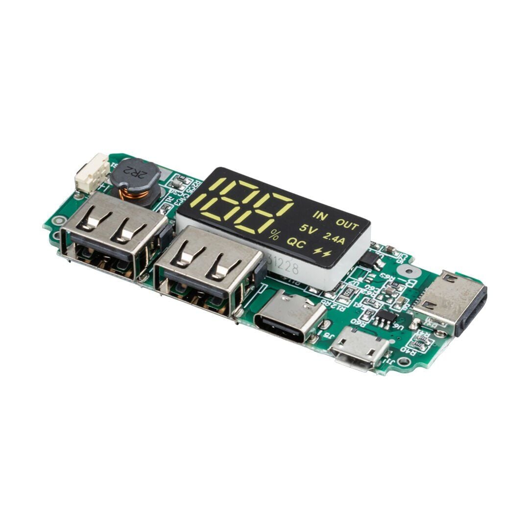 Electroon Lityum Pil Powerbank Şarj Modülü Dijital Ekranlı Üç Port 5V-2.4A