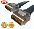 Scart Metal Kapak Flat Kablo Profesyonel (24K Altın) 1.5 Metre