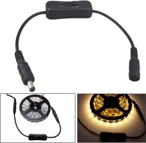 Electroon Anahtarlı Dişi Erkek Bağlantı Power Kablosu 5.5x2.1mm - Siyah